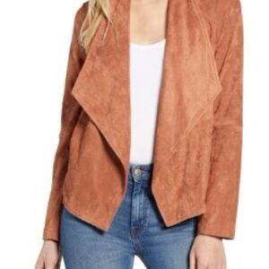 drape front faux suede jacket